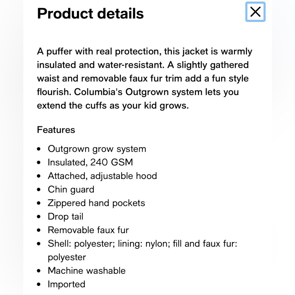 Columbia Katelyn Crest II Hooded Jacket Size  Small 7/8 - Picture 5 of 5